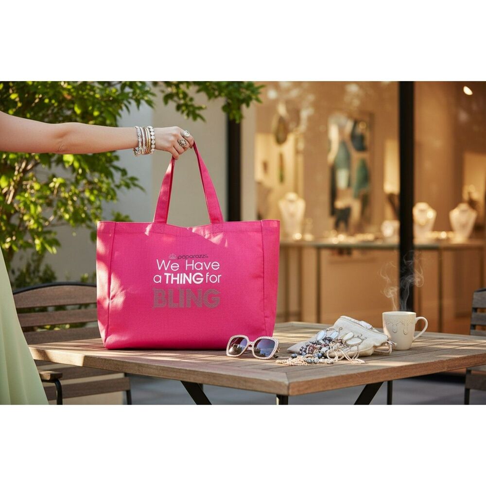 Paparazzi Large Pink Canvas Tote Bag "We Have A Thing For Bling" New